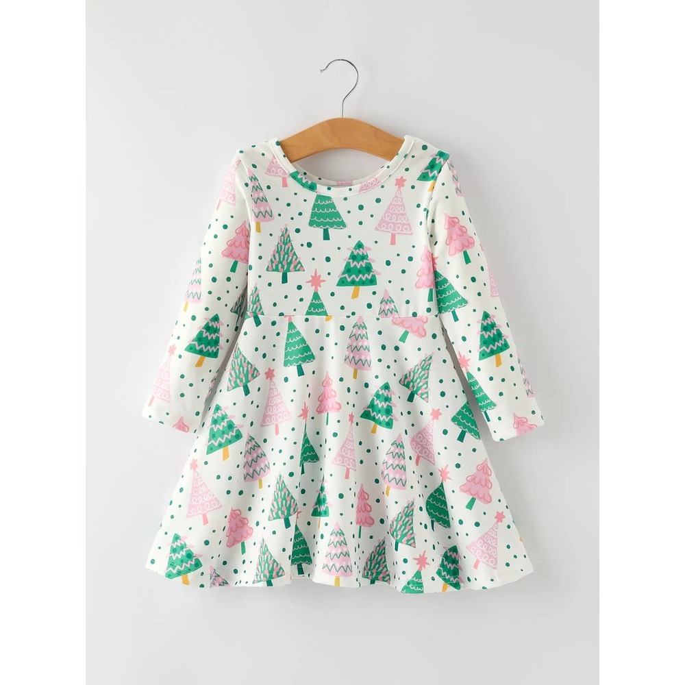Toddler Girls 2T‎ Christmas Tree Dress Holiday Outfit Pink Green Boutique
